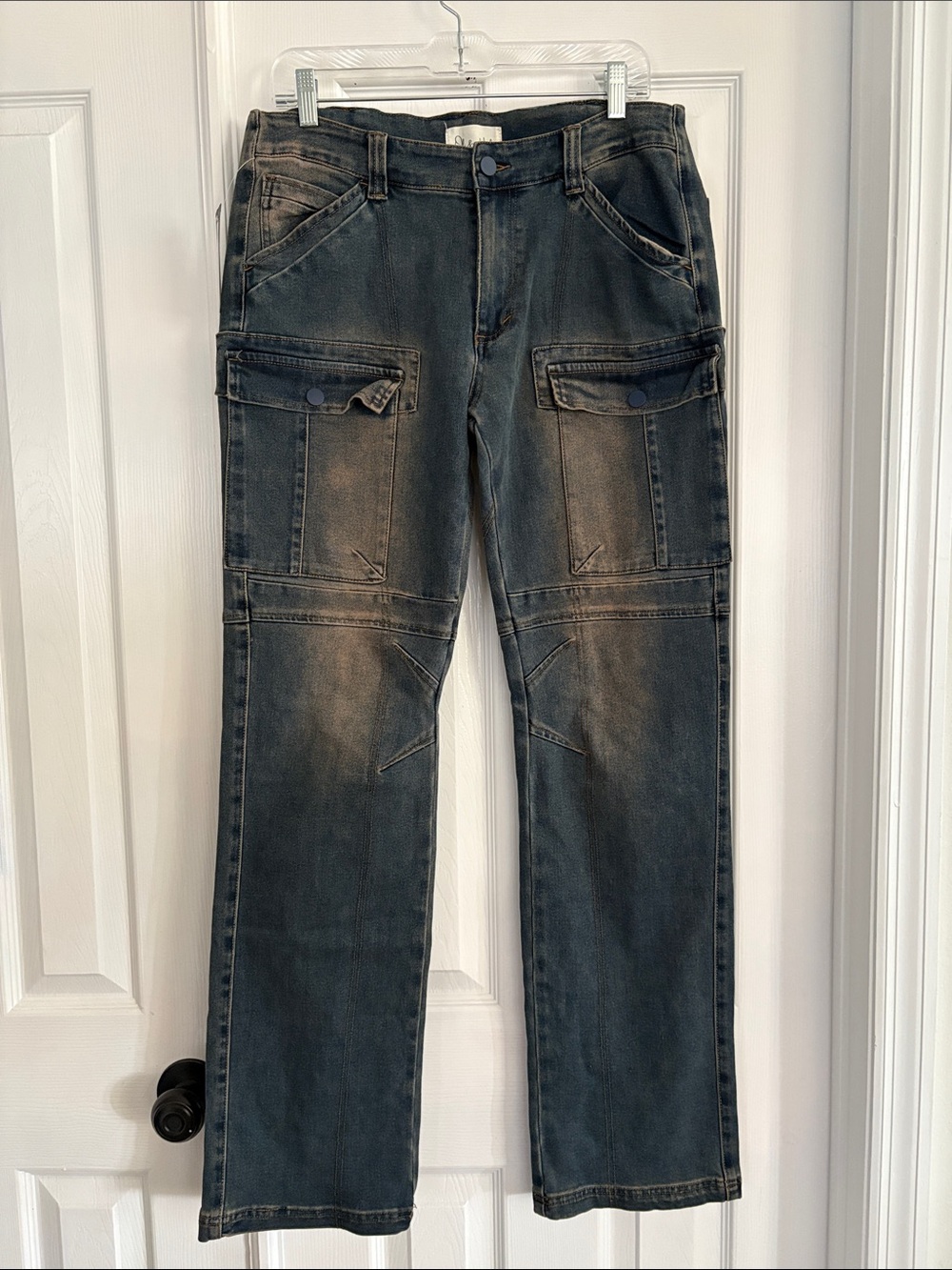 Oli & Hali Cargo utility dark blue denim vintage wash Jeans 34” Inseam XL NEW
